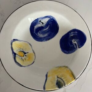 Signed Studio Pottery Plate | Hand Painted Ceramic “Plum” Dish Janny 2000